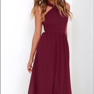 Lulu’s Air of Romance Burgundy Maxi Dress